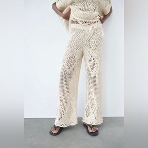 NWT Zara Open Knit Straight Leg Pants